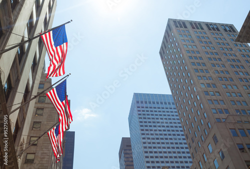 American flags in New York City