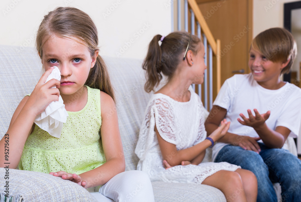 First amorousness:  girl and couple of kids apart