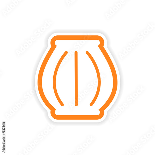 paper sticker Indian basket on white background