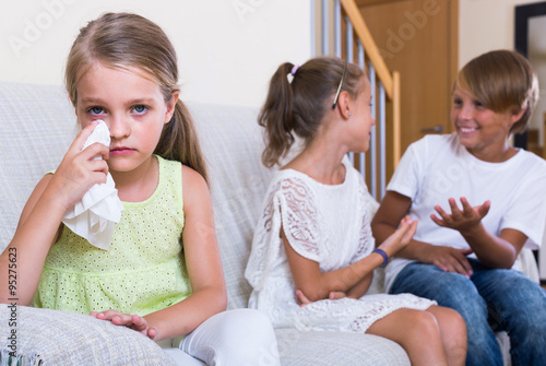 First amorousness:  girl and couple of kids apart