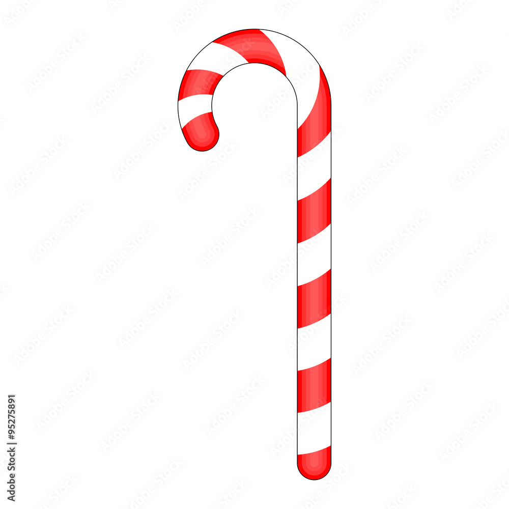 Candy cane striped in Christmas colours. Vector illustration isolated on a white background. Candy cane striped in Christmas colours. Vector illustration isolated on a white background.