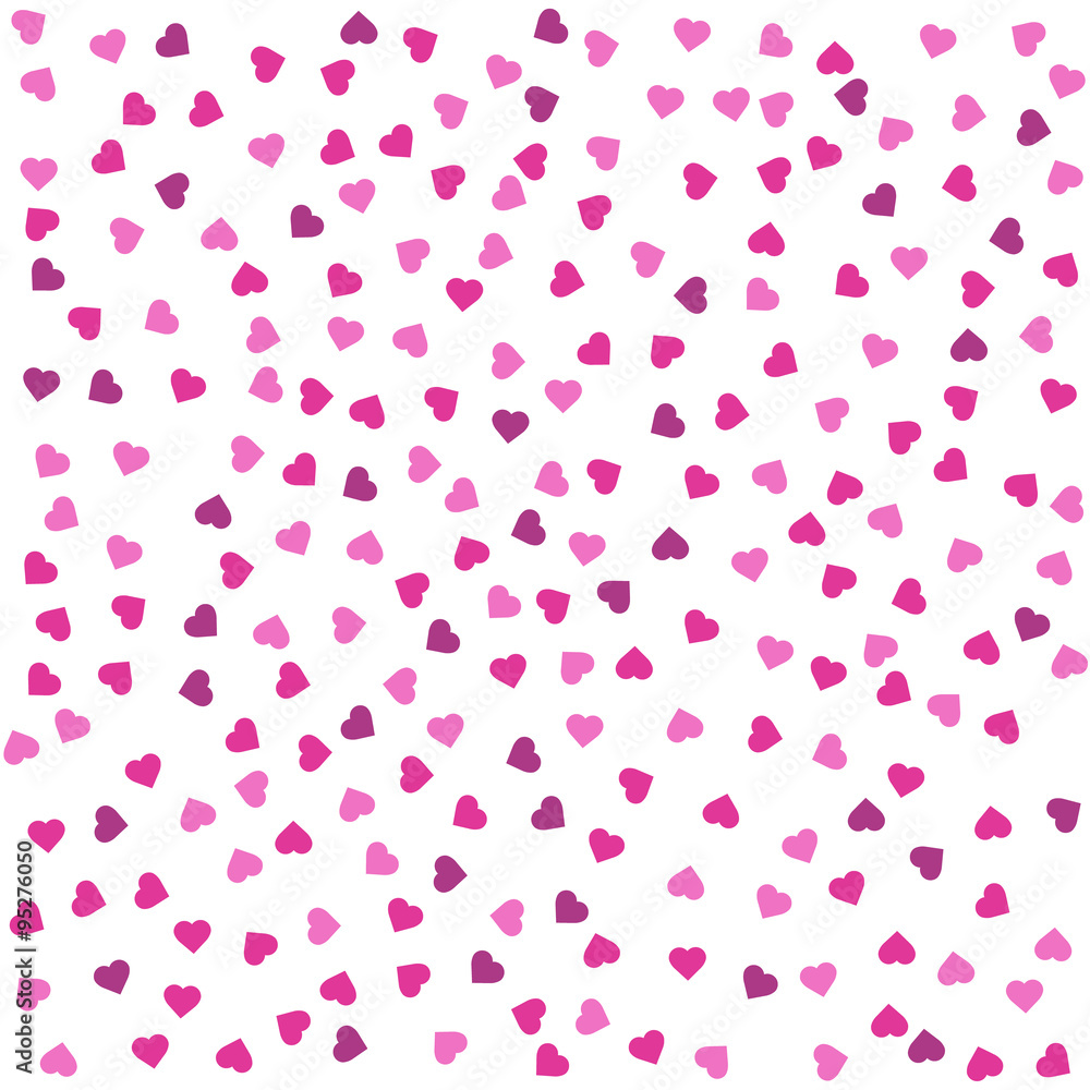 Seamless pattern with pink and purple hearts