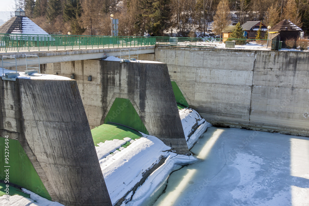 Dam on Czorsztynski lake. Czorsztyn, Poland. Dam on Czorsztynski lake. Czorsztyn, Poland.