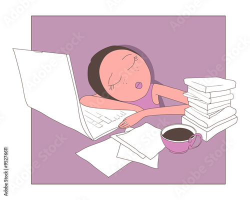 Slleeping girl on desk