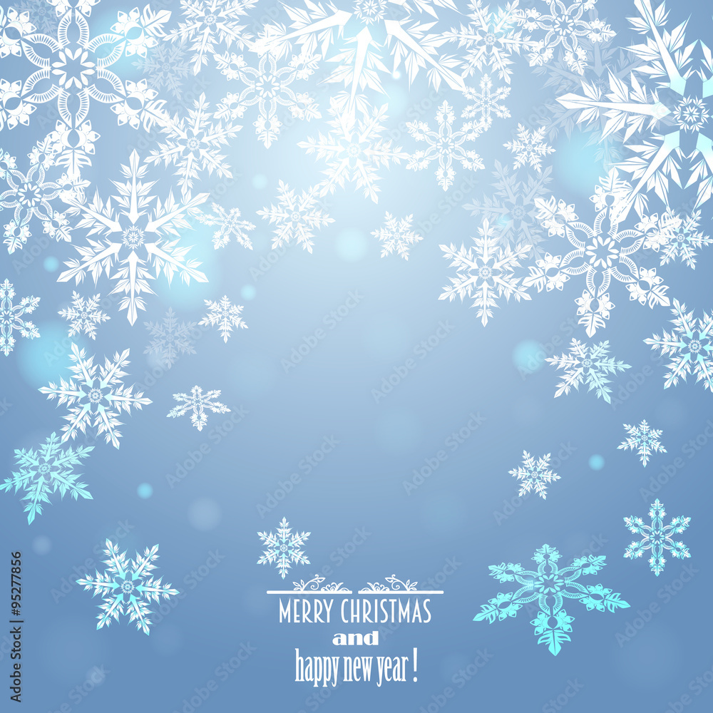 blue background with snowflakes,