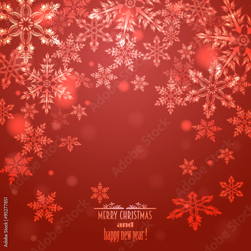 red background with snowflakes,