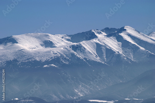 Rila Mountains seen from the Vitosha Mountain. Seen ski resort of Borovets and the highest peak in the Balkans - Musala (2925 m above sea level), Bulgaria. © Dejan Gospodarek