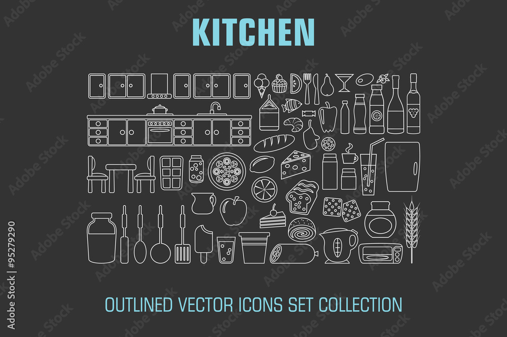 Outline set cooking icons