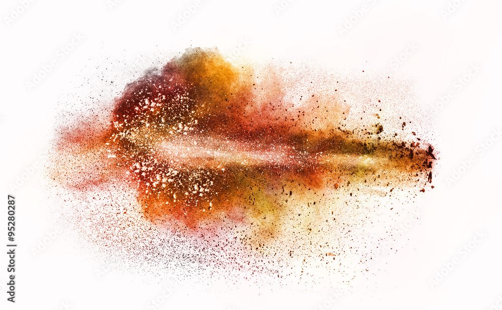 explosion of colored powder isolated on white