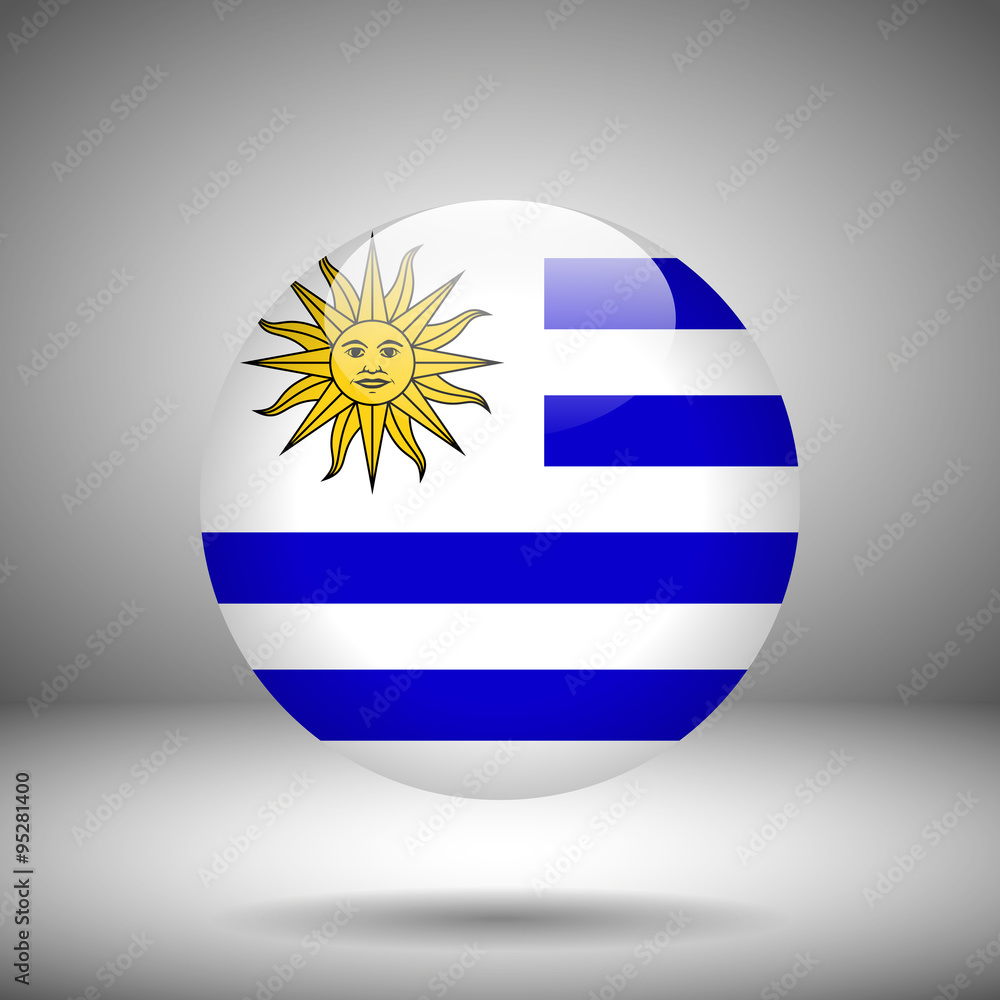 Obraz premium Round flag of Uruguay on a gray background