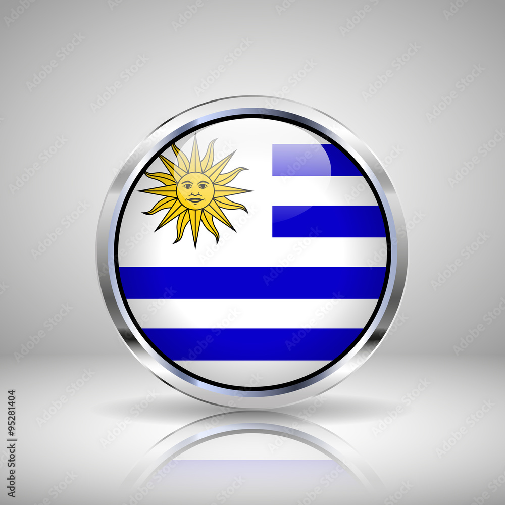 Fototapeta premium Flag of Uruguay in chrome