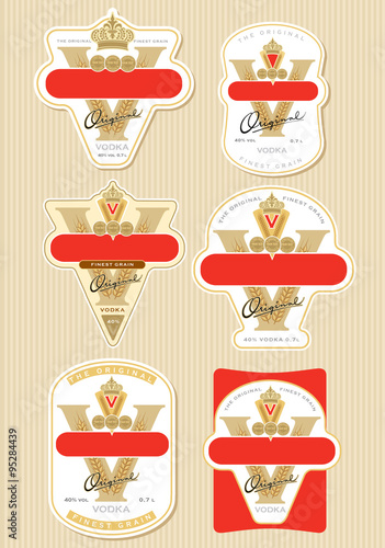 set of different vodka luxury alcohol labels