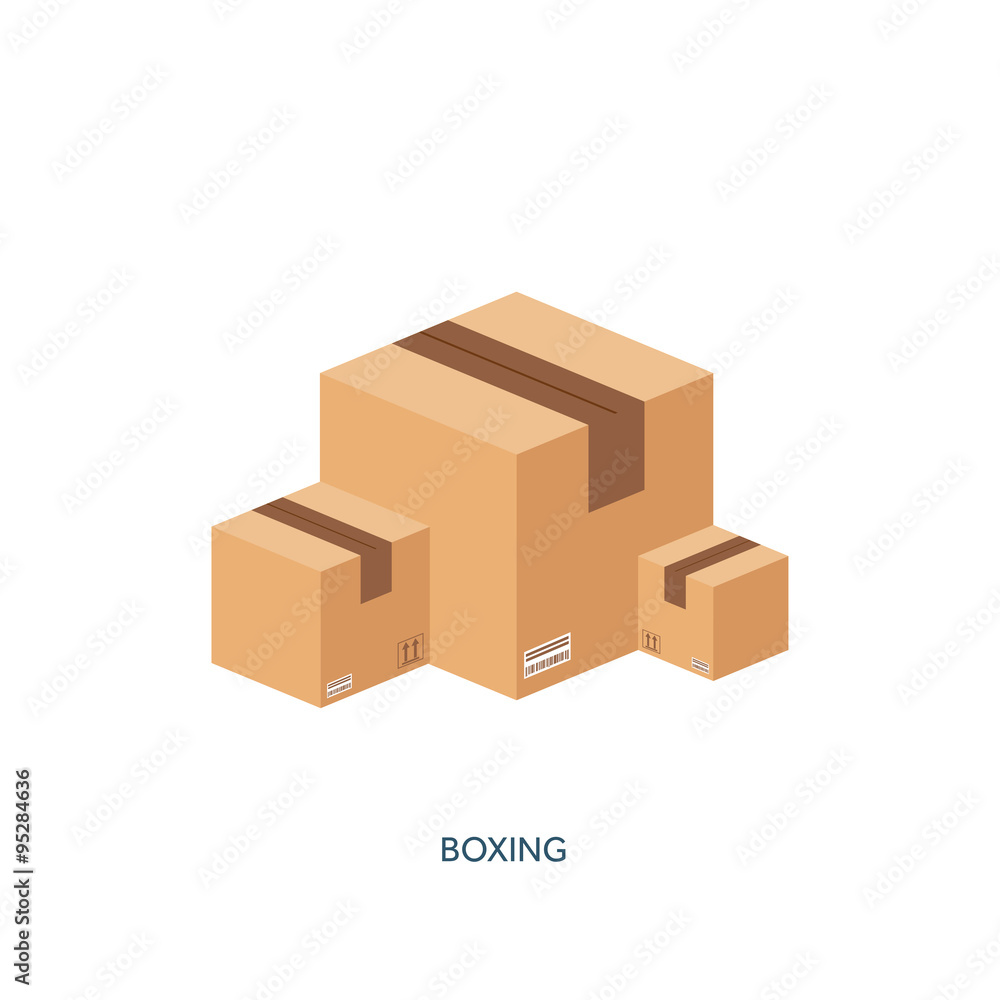 Vector illustration. Flat carton box. Transport, packaging, shipment. Post service and delivery Vector illustration. Flat carton box. Transport, packaging, shipment. Post service and delivery