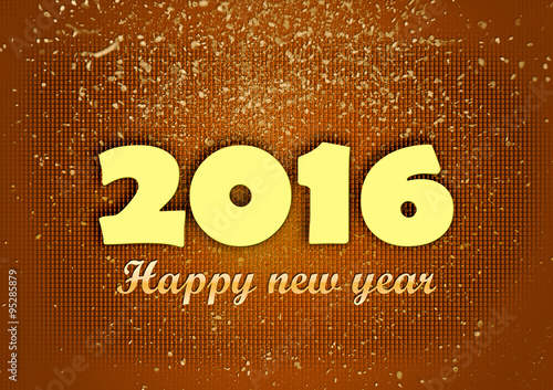 Happy new year 2016  golden glitters red