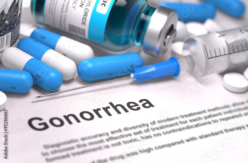 Εκτύπωση καμβά Gonorrhea Diagnosis. Medical Concept. Composition of Medicaments