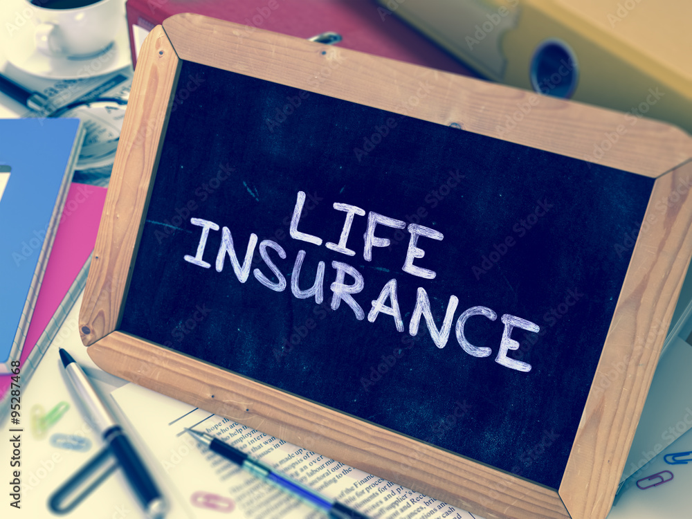 Hand Drawn Life Insurance Concept on Small Chalkboard. Hand Drawn Life Insurance Concept on Small Chalkboard.