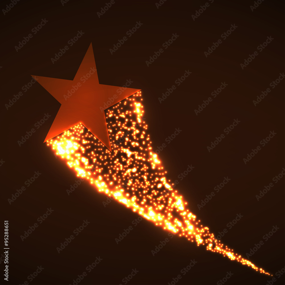 Star with dust tail. Vector illustration. Eps 10 - obrazy, fototapety, plakaty 