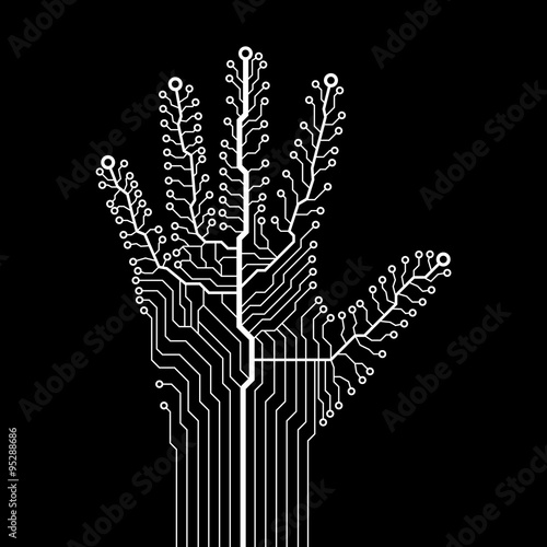 Circuit abstract hand. Vector illustration. Eps 10