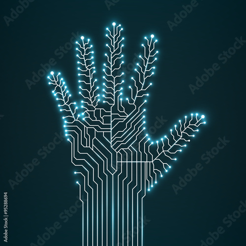 Circuit abstract hand. Vector illustration. Eps 10