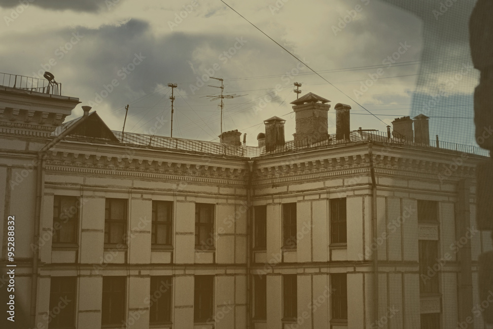 Fototapeta premium The roof of old residential building