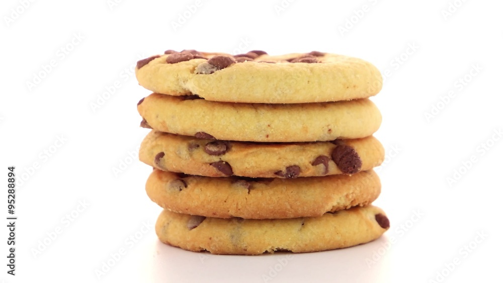 Stack of chocolate cookies isolated on white background. Stack of chocolate cookies isolated on white background.