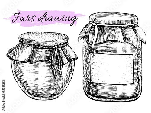 Vector vintage jar set. Hand drawn illustrations.