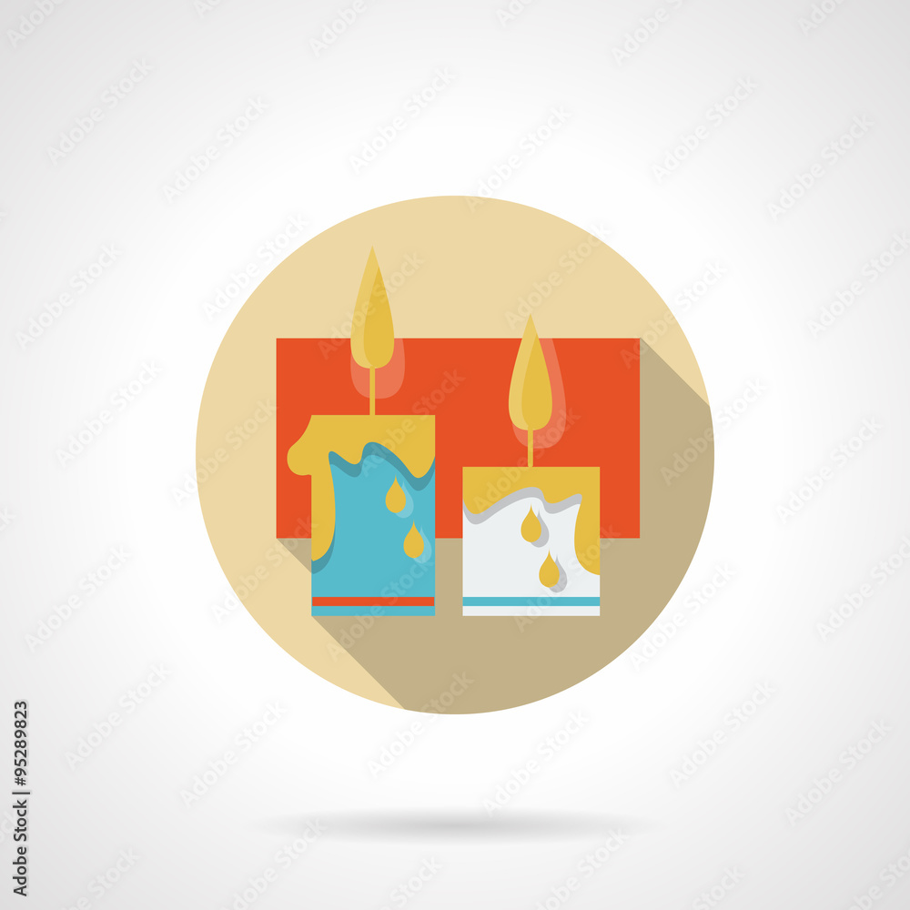 Obraz premium Festive candles flat round vector icon