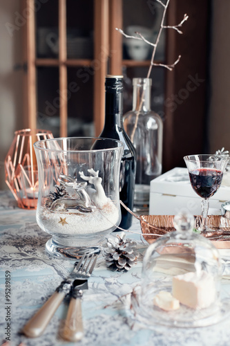 Christmas decorations and port wine/sherry, retro style picture