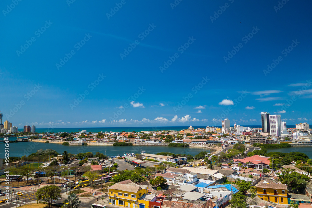 Beautiful aerial view of Cartagena, Colombia