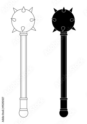 Medieval knight mace. Contour, silhouette