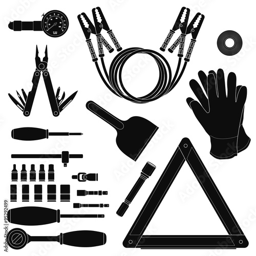 Road kit silhouettes set