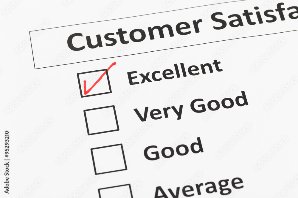 Customer satisfaction survey checkbox with excellent tick Customer satisfaction survey checkbox with excellent tick
