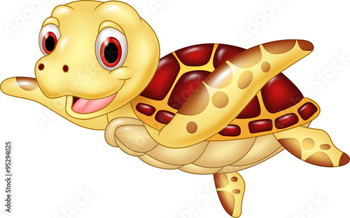 Cartoon funny turtle isolated on white background
