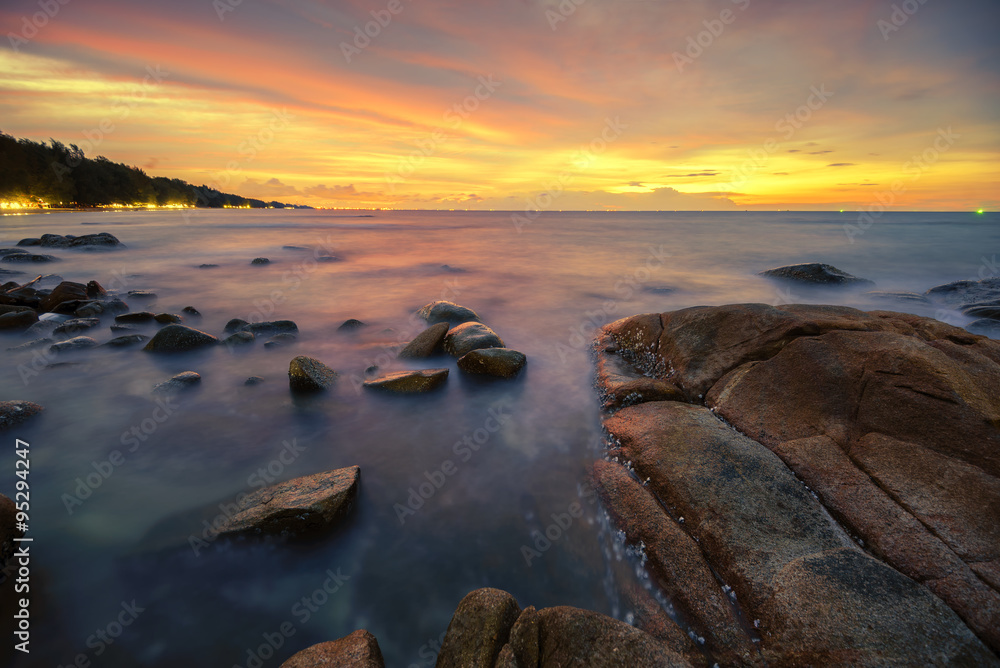  sunset seascape the beach side in thailand.