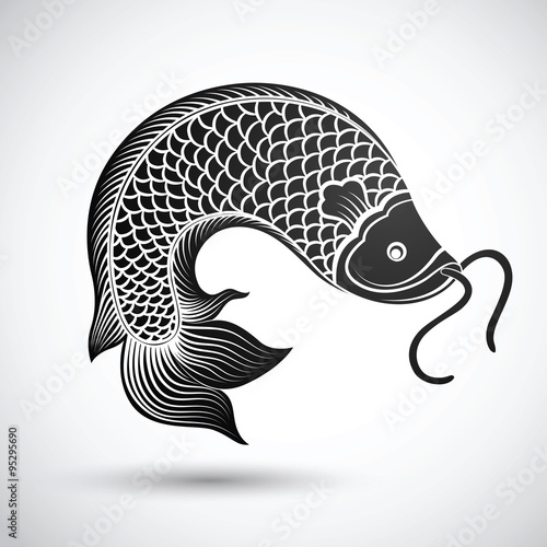 chinese fish art on pattern background,vector illustration