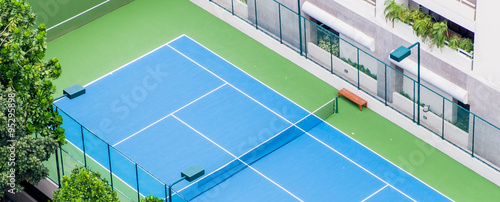 Empty tennis courts from top view © InfinitePhoto
