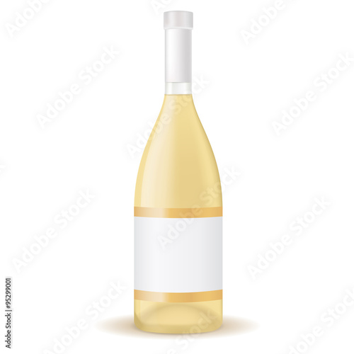 A bottle of white wine with blank label