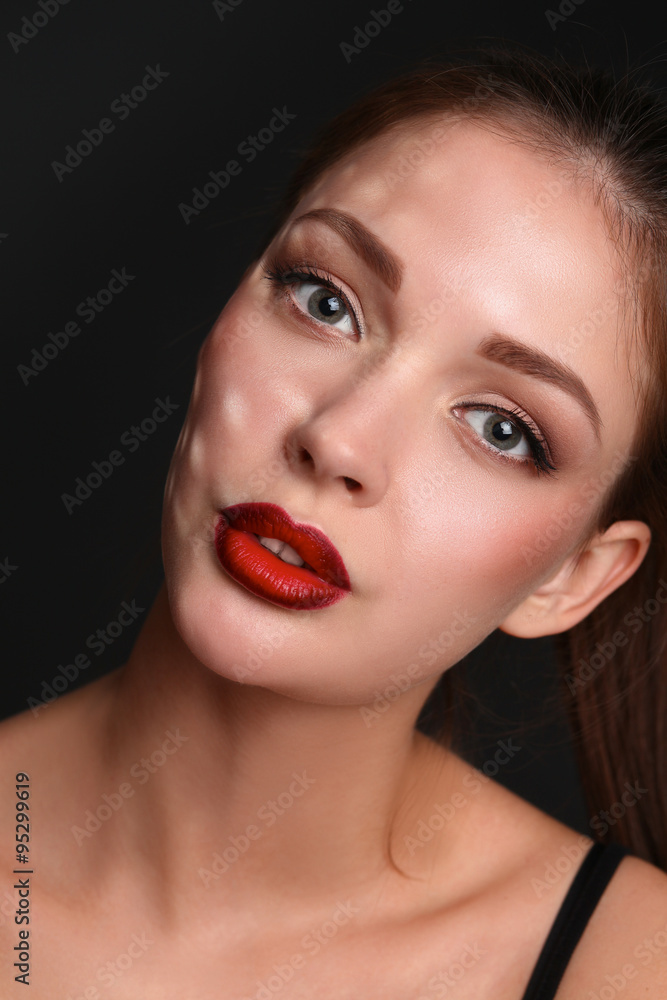 Close up portrait of beautiful young woman face Close up portrait of beautiful young woman face
