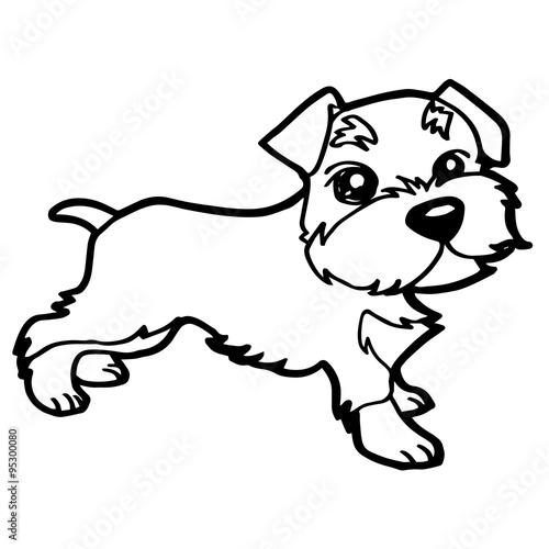 Cartoon Illustration of Funny Dog for Coloring Book
