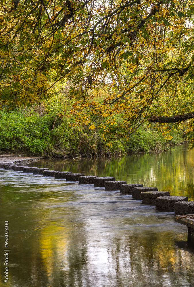 Stepping Stones over the river Mole at the foot of Box Hill, Surrey, UK Stepping Stones over the river Mole at the foot of Box Hill, Surrey, UK