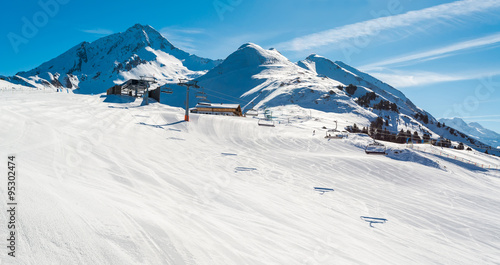 Austrian Alps in the winter, Mayrhofen ski resort - panoramic view