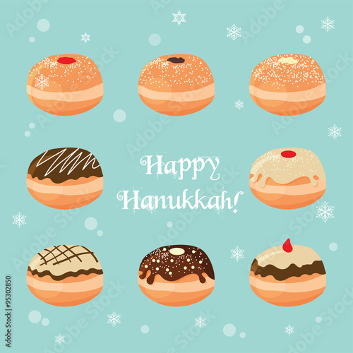 Hanukkah doughnut . Traditional jewish holiday food.
