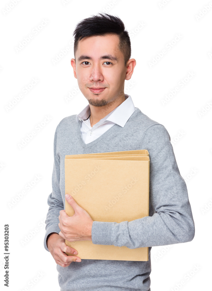 Asian Businessman hold with folder Asian Businessman hold with folder