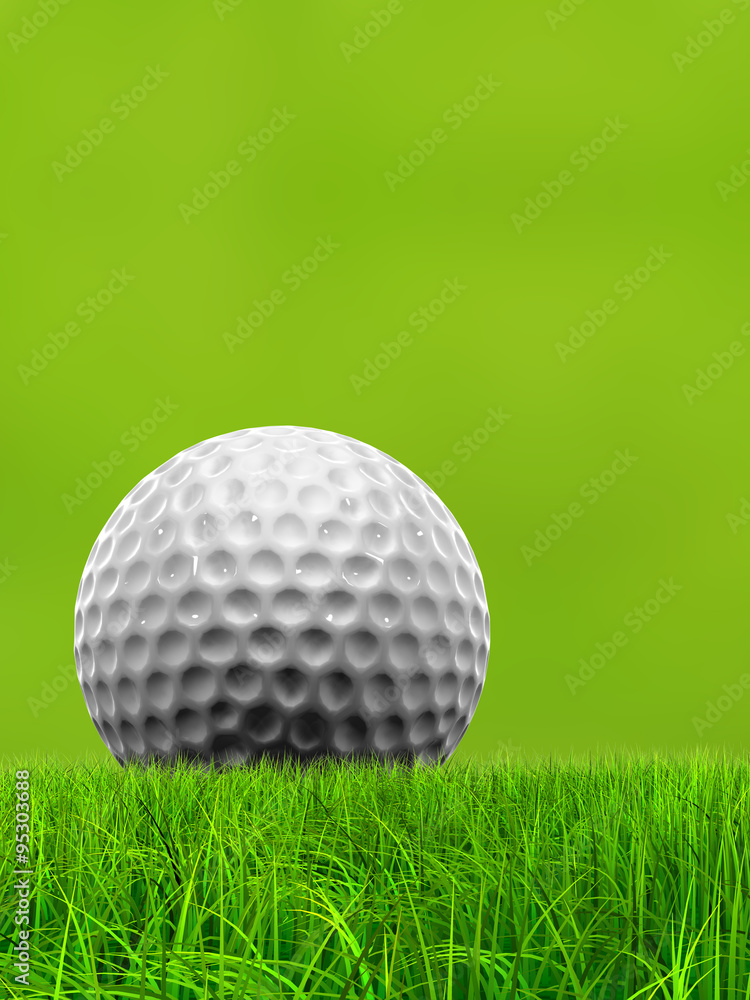 Green 3d conceptual grass background with a white golf ball Green 3d conceptual grass background with a white golf ball