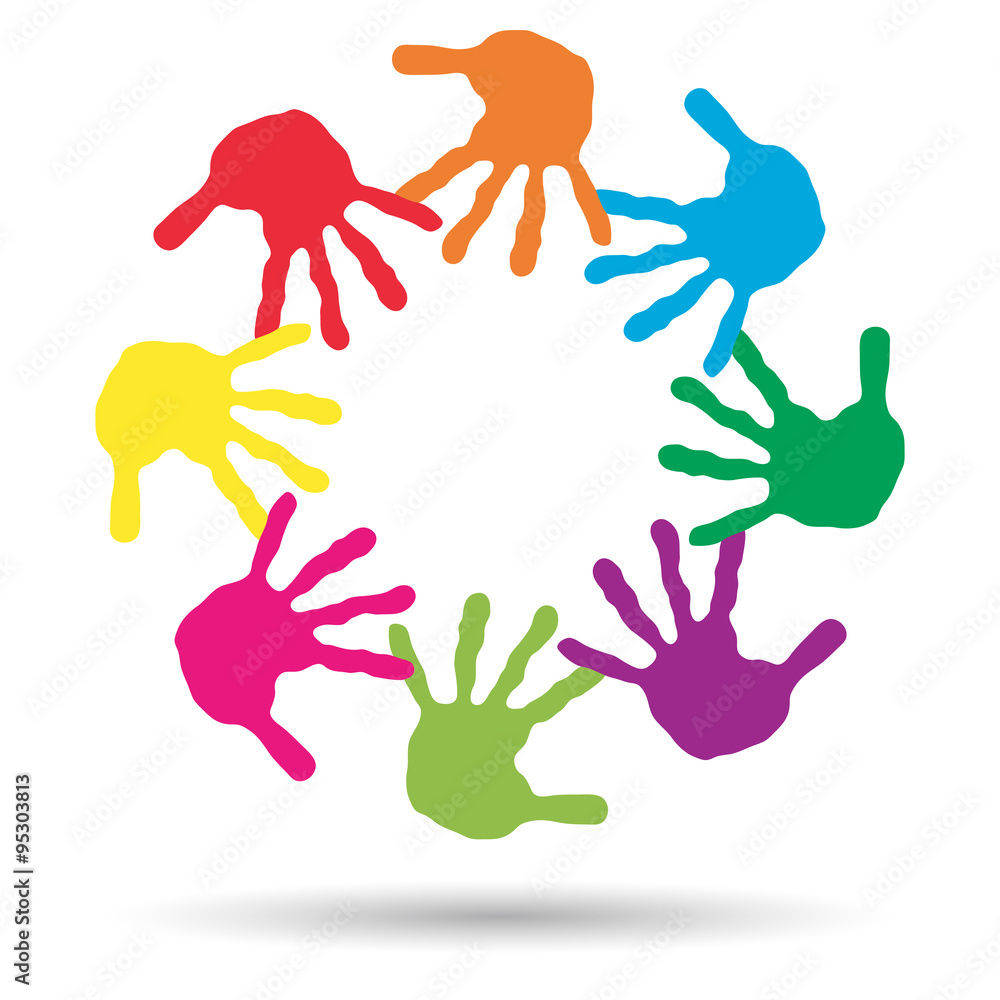 Conceptual children painted hand print isolated Conceptual children painted hand print isolated