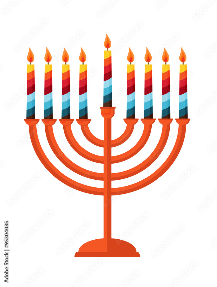 happy Hanukkah, Jewish holiday. Hanukkah menorah isolated on white