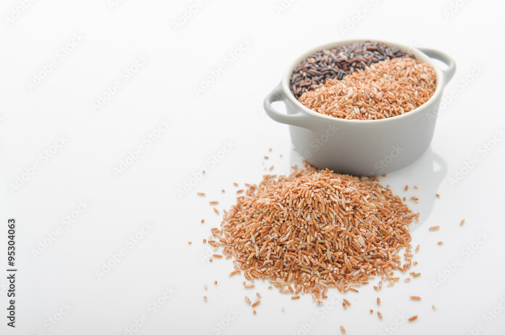 Three variety of rice: wild rice, red rice, and white rice. Shallow DOF Three variety of rice: wild rice, red rice, and white rice. Shallow DOF