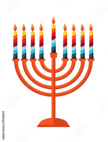 happy Hanukkah, Jewish holiday. Hanukkah menorah isolated on white