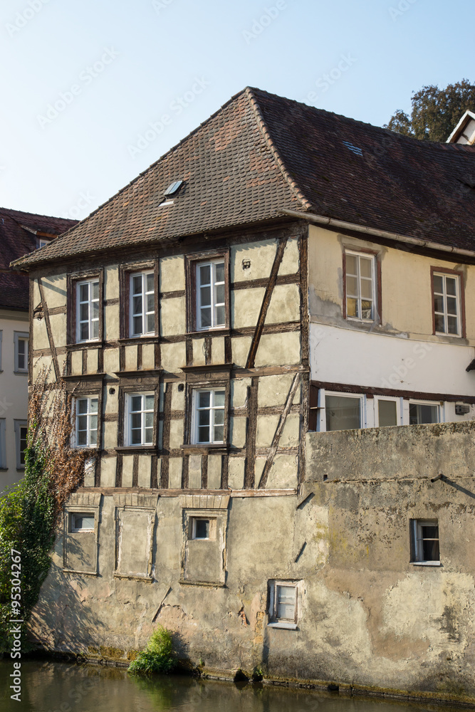Fachwerkhäuser an der Regnitz in Bamberg, Oberfranken, Deutschland
