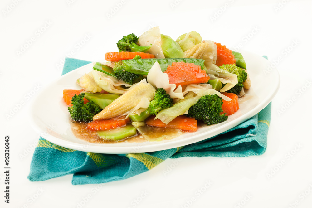 Pad Phak Ruam Mid - stir-fried vegetables. Pad Phak Ruam Mid - stir-fried vegetables.